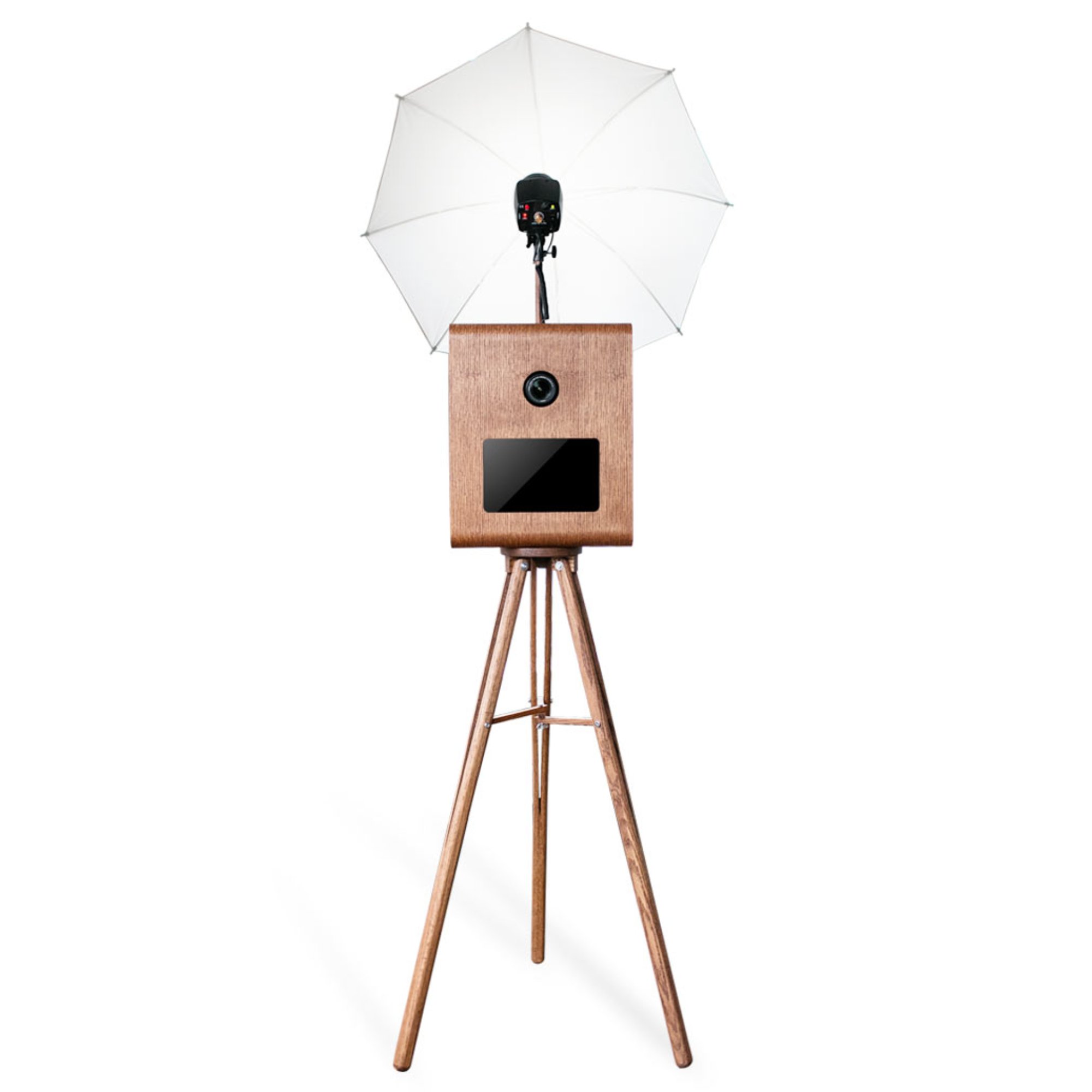 TBD Photo Booth walnut setup ready for a Redmond corporate event