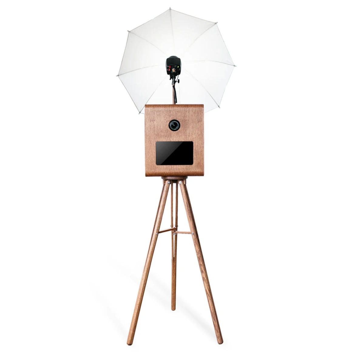 TBD Photo Booth walnut setup ready for a Redmond corporate event